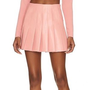 Women's pink Alice + Olivia faux leather pleated mini skirt size 4